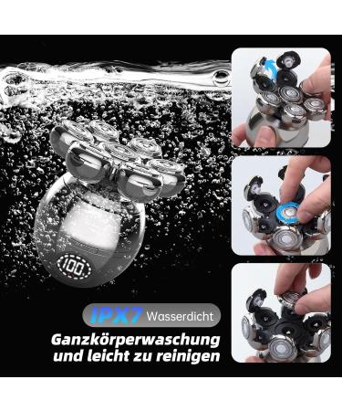 5-in-1 Electric Shaver for Men - Professional Bald Head Shaver with 7 Rotating Heads Waterproof & Wireless Rechargeable Care Kit - Buy Online on GoSupps.com