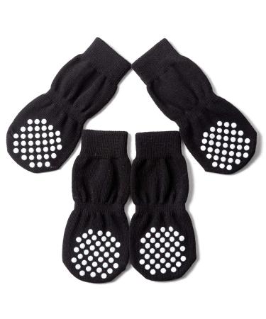 AKOPAWON anti-slip socks Dogs Cat socks 4 pieces of paw protection detention socks for inside pet dogs cat socks with rubber reinforcement S-4XL suitable for dogs from 1-36 kg 5xl for over 36 kg W-black 2xl