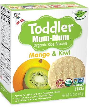 Hot Kid Organic Rice Biscuits - Mango & Kiwi 12 Packs (60g) | Healthy Toddler Snacks - Buy Online on GoSupps.com