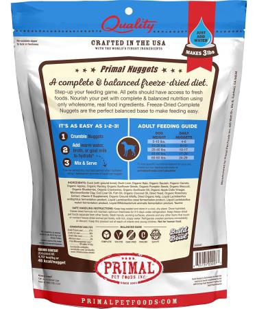 Primal Pet Foods Raw Dog Food Nuggets Complete & Balanced Meal Use as Topper or Treat - Premium - Healthy - Grain Free -  High Protein Raw Dog Food, 14 oz - Duck Flavor - Buy Online on GoSupps.com