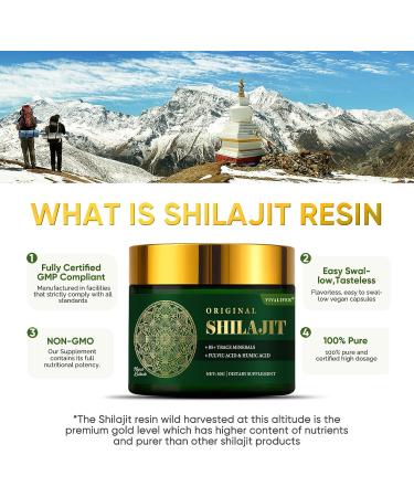 500mg Himalayan Shilajit Resin Supplement - 85+ Trace Minerals for Brain Boost & Energy - 50g (2-3 Month Supply) - Buy Online on GoSupps.com