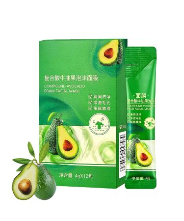 Masque bulles nettoyant acide complexe l'avocat Masque bulles d'avocat Masque en mousse d'avocat multi-acides Emball individuellement et portable