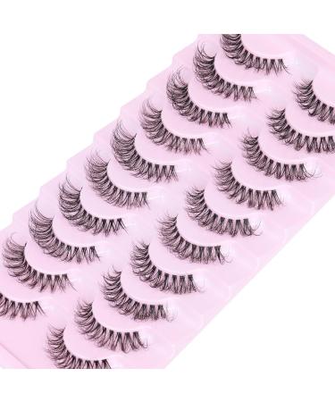 Goddvenus Eyelashes D Curl Russian Strip Lashes Natural Fake Eyelashes Wispy Cat Eye Lashes 10 Pairs 3D Volume Strip Lashes 15 mm Short Reusable Fake Lashes Fluffy Wispy Faux Mink Lashes D-10 pairs natural - Buy Online on GoSupps.com