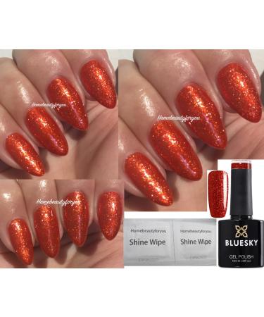 Bluesky Gel Polish Orange Shimmer Frosty Copper Fine Glitter Sparkle VIP11 Nail UV LED Soak Off 10ml