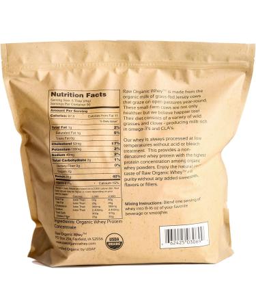 Raw Organic Whey Protein Powder 5LB - USDA Certified, Grass Fed, Cold Processed, Non-GMO, Gluten Free, Unflavored, Unsweetened - Happy Healthy Cows, Undenatured - 5 Pound Bulk Pack - Buy Online on GoSupps.com