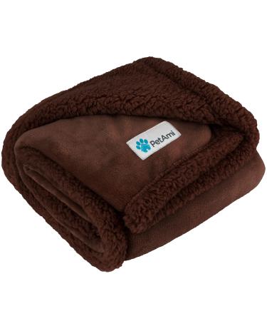 PetAmi Puppy Dog Blanket | Pet Blanket Small Dog Indoor Cat Kitten | Fleece Sherpa Throw Doggy Blanket Crate Couch Sofa Bed | Soft Plush Fuzzy Fluffy Lightweight Warm Cover, 29x40 29x40 Inch (Pack of 1) Brown/Brown Sherpa