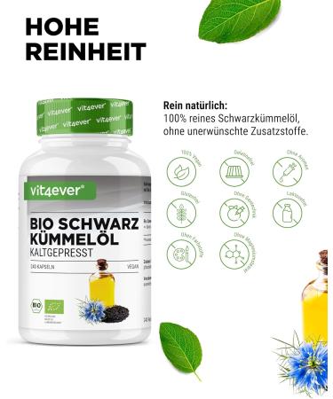 Vit4ever Organic Black Cumin Oil - 240 Vegan Capsules - Buy Online on GoSupps.com