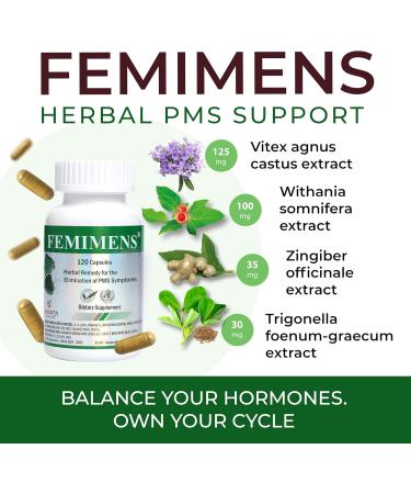 FEMIMENS Ananta Medicare Herbal Remedy for PMS Relief - 120 Capsules | Dietary Supplement for Women's Health - Buy Online on GoSupps.com