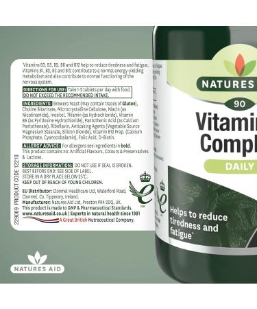 Natures Aid Vegan Vitamin B Complex - 90 Tablets | Essential Energy Support - Buy Online on GoSupps.com