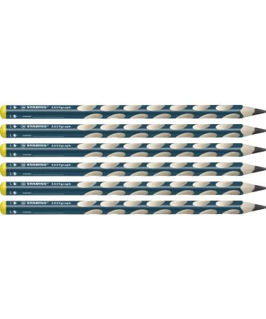 Ergonomic triangular pencil for left-handers - STABILO EASYgraph in petrol - pack of 6 - hardness HB graphite grey hardness HB
