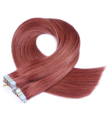 Tape in - on hair extensions - # 14 - red - 40cm - 60 Tresses 4cm wide / 2.5g - 100% Remy real hair hair extension / extension with adhesive tape Tresse by Novon Hair Exentions 60 Tressen - 40cm / 2.5g 150g each
