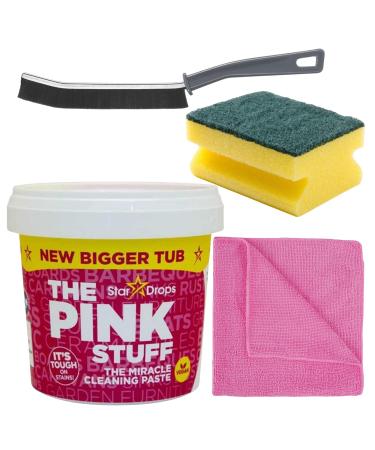 The Pink Stuff Paste Miracle Cleaner Household Cleaning Kitchen Oven Stain Remover 850g Bundled with Crevice Grout Gap Brush Cloth & Sponge