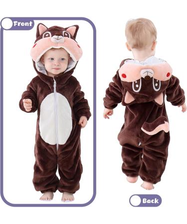 COOKY.D Unisex Winter Animal Hooded Baby Romper - Brown Squirrel (3-6 Months) - Buy Online on GoSupps.com