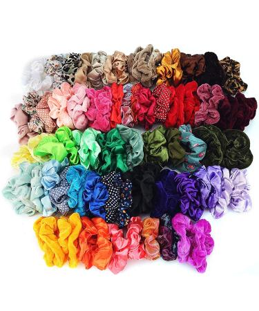 REJOL 100Pcs Elastic Hair Scrunchies for Women - Mixed Colors and Patterns for All Hair Types - Fashionable Matching Accessories - Buy Online on GoSupps.com
