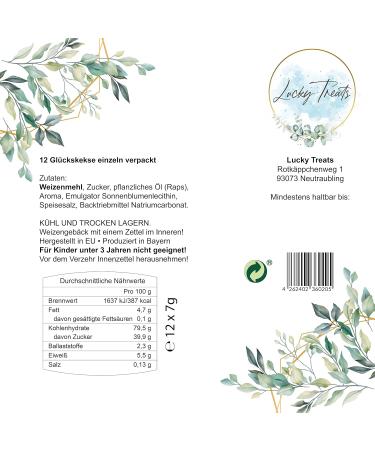 Buy Lucky Treat Eucalyptus Cookies - 12 Piece Box with Loving Messages | Perfect for Weddings & Baptisms | Made in Germany | International Shipping Available - Buy Online on GoSupps.com