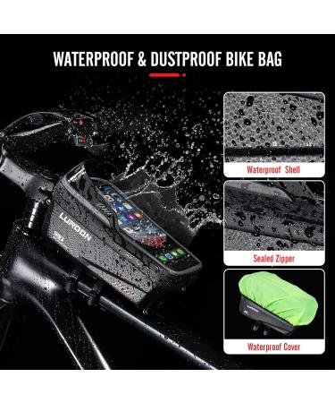 Waterproof Bike Holder & Cell Phone Bag for Smartphones Up to 6.9 inches | Luroon Bicycle Handlebar Bag with Rain Hood - Gray - Buy Online on GoSupps.com