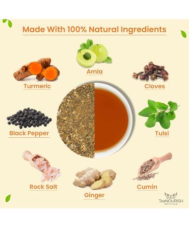 Teenourish Desi Kadha | Herbal Tea for Immunity | Authentic Indian Superfoods | Turmeric Amla Tulsi & Ginger | 100g | Relax & Rejuvenate - Buy Online on GoSupps.com