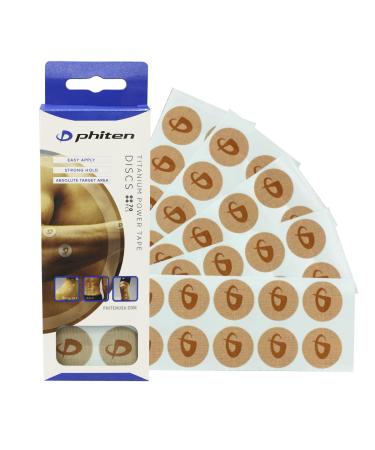 Phiten Titanium Power Tape Discs - Round Disc Shaped Water-Resistant Athletic Tape for Muscle, Knee, Elbow, Shoulder, and Joint Support - Professional Sports Therapeutic Athletic Tape - 70 Pieces 70 Discs