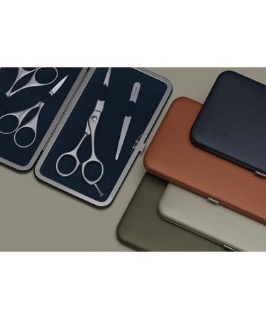 Suvorna 4-Piece Beard Grooming Kit with Multi-Functional Scissors and Tweezers - Professional Men's Facial Hair Grooming Set in Orange Brown - Buy Online on GoSupps.com