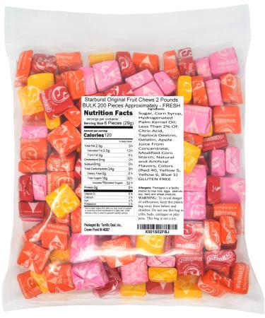 Starburst Original Fruit Chews 2 Pounds BULK 200 Pieces Approximately - FRESH 2 Pound (Pack of 1)