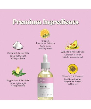 Her Fantasy Box Renew Her | Natural Rejuvenating Yoni Oil for Dark Spots Ingrown Hair and Skin Brightening - Nourishing Moisturizing Formula for All Skin Types - Buy Online on GoSupps.com
