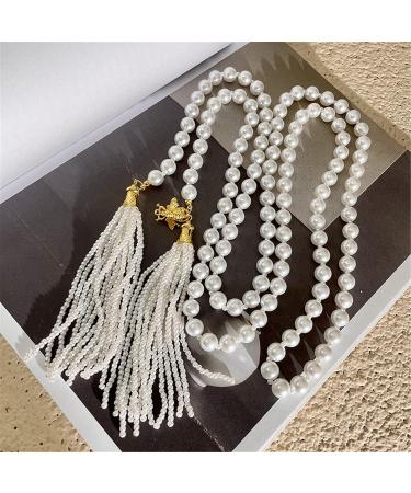 Shop OralGos Faux Pearl Tassel Choker Necklace | Elegant Fringe Fashion Accessory for Sweaters & Waist - International Shipping Available - Buy Online on GoSupps.com