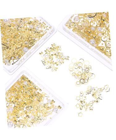 Healeved 3 Boxes Hollow Out Nail Decoration Nail Accessories Decorative Nail Art Manicure Embellishment Pearl Trim Nail Ornament Manicure Decor Nail Art Supplies Rivet Imitation Pearls