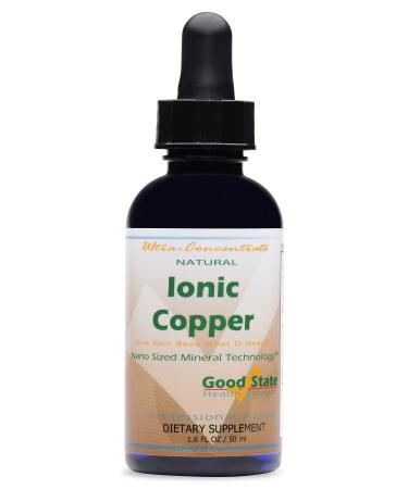 Good State | Natural Ionic Copper 1.6 oz | Liquid Concentrate | Nano Sized Mineral Technology | Professional Grade Dietary Supplement | Supports Healthy Growth & Development | 1.6 Fl oz Bottle (50 mL)
