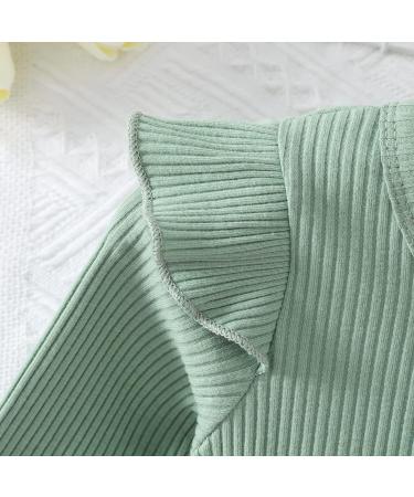 Haokaini Toddler Baby Girls Floral Ruffle Sleeve Cotton Dress Set | Princess Tutu Skirt | Green | 2-3 Years - Buy Online on GoSupps.com