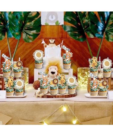 24pcs Jungle Safari Animal Cupcake Toppers Boho Wild Animal Cupcake Picks Decoration Retro Jungle Safari Boho Theme Baby Shower Birthday Party Supplies - Buy Online on GoSupps.com