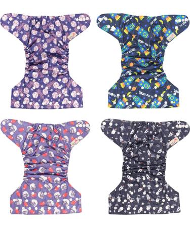 Littles and Bloomz Baby Reusable Pocket Cloth Diaper Standard Popper - Set of 4 Nappies - Buy Online on GoSupps.com