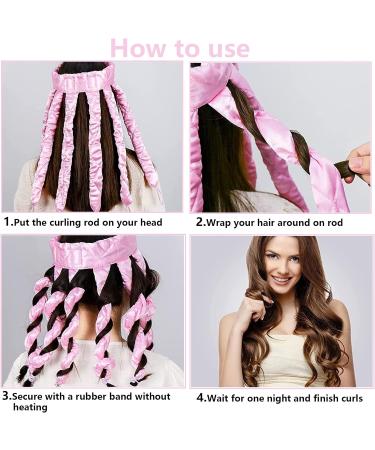 Heatless Curling Rod Octopus Heatless Curling Rod Headband Soft No Heat Hair Curlers No Heat Wave Hair Curlers Styling Tools for Overnight DIY Hair Styling Tools (Pink) - Buy Online on GoSupps.com