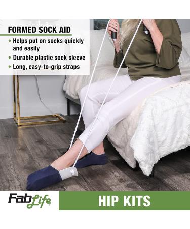 FabLife Hip Kit: Mobility Aid for Hip & Knee Surgery Recovery - Includes Reacher, Sponge, Sock & Shoe Aid - Buy Online on GoSupps.com