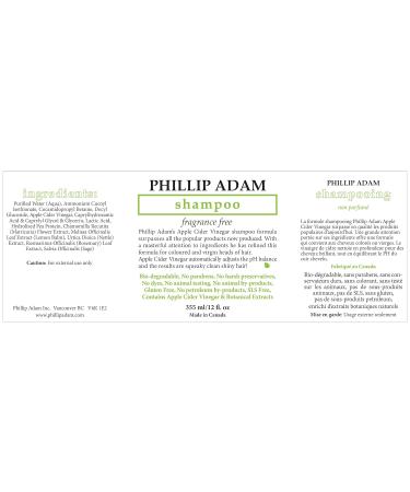 Phillip Adam Fragrance Free Shampoo and Conditioner Set - Apple Cider Vinegar - pH Balancing - 12 oz - Enhances Shine and Smoothness - Buy Online on GoSupps.com