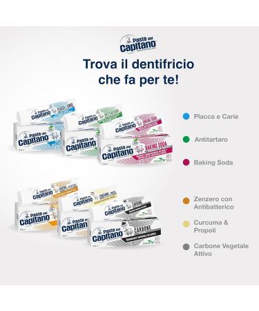Pasta del Capitano Ginger Toothpaste with Bio antibacterial guarantees complete protection of teeth and always gives fresh breath 100% made in Italy 75 ml tube - Buy Online on GoSupps.com