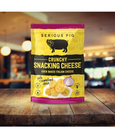 SERIOUS PIG Crunchy Cheese Snacks (Caramelised Onion) 12x24g - High Protein, Keto-Friendly, Gluten-Free, Vegetarian Pub Snacks - Made from 100% Real Italian Cheese - Low Carb Option - Buy Online on GoSupps.com