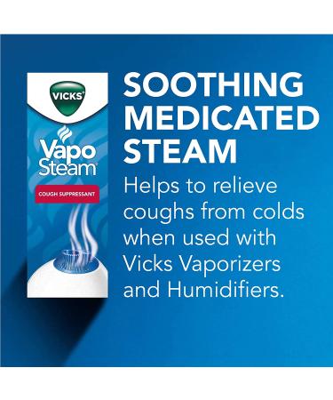 Vicks VapoSteam Medicated Liquid with Camphor 8 Oz - Cough Suppressant for Vicks Vaporizers and Humidifiers - Buy Online on GoSupps.com