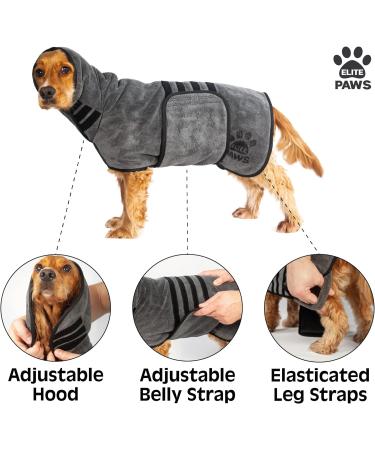 Elite Paws UK Luxury Microfibre Drying Robe for Pets - Super Absorbent Towelling Coat for Quick Drying (M - 40-48cm) - Buy Online on GoSupps.com