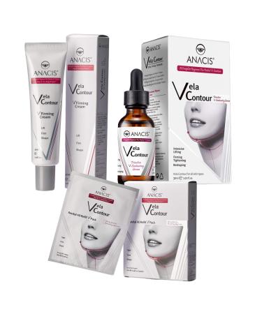 Neck Firming and Tightening Lifting V line Serum Cream and Mask Reduce Appearance of Double Chin Loose and Sagging Skin. Vela Contour