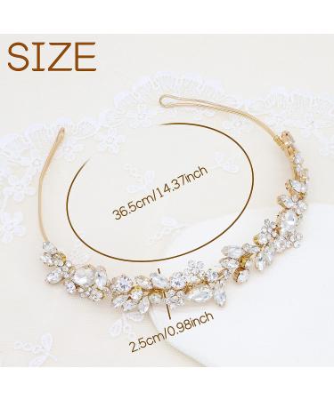 Oriamour Handmade Crystal Wedding Headband - Bridal Hair Accessory for Bride, Bridesmaids, Prom, Flower Girl - Gold - Buy Online on GoSupps.com