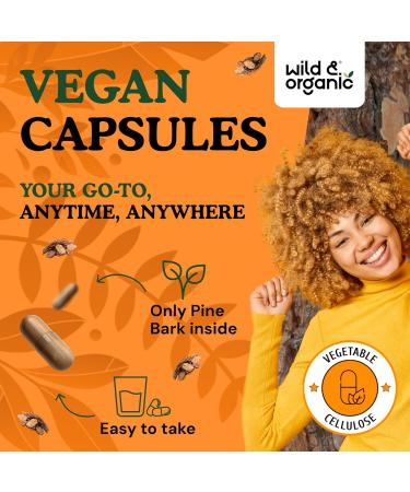 Wild & Organic Pine Bark Extract Capsules 300 mg - Antioxidant Supplement - 95% Proanthocyanidins - 180 Capsules - French Maritime Pine Bark Extract - 6-Month Supply - Pinus Maritima - Vegan Non-GMO 180 Count (Pack of 1) - Buy Online on GoSupps.com