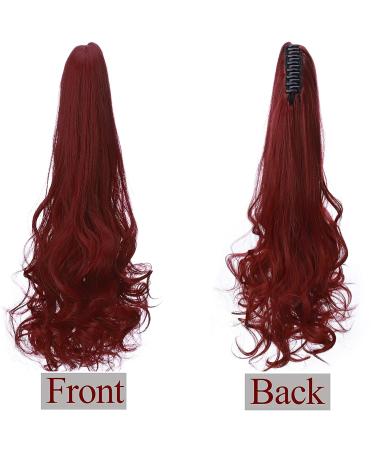 Ponytail Extension - Clip-In Braid Heat-Resistant Hair Parts 18 Maroon Mix Dark Red - Realistic Smooth & Wavy Hair - Buy Online on GoSupps.com