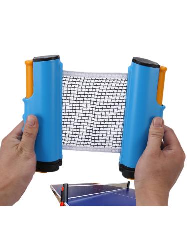 Adjustable Retractable Ping Pong Net & Post. Portable Table Tennis Nets & Clamps. Replacement Outdoor PingPong Net for Any Tables (Fits Tables Up to 2.0 inch Thick) blue