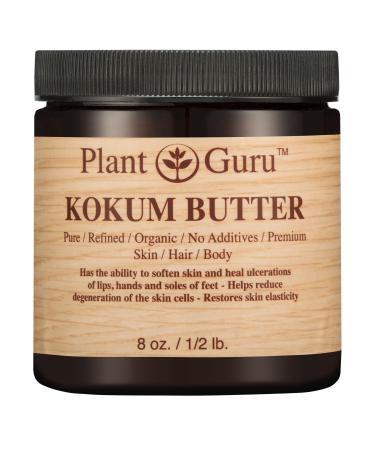 Raw Kokum Butter 8 oz. Jar - 100% Pure Natural Cold Pressed - Great for Skin Body and Hair Moisturizer DIY Creams Balms Lotions and Soap Making.