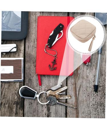 Lurrose Leather Bracers Daily Use Period Bag Napkin Organizer Beige 13x13cm - Buy Online on GoSupps.com