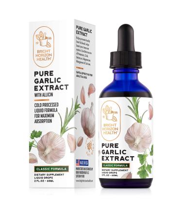Pure Garlic Extract with Allicin - Classic Formula - Immune Support, Vegan Friendly Natural Supplement - Raw Garlic in Liquid Form - Natural Superfood with Nutrients / Minerals - 2 fl oz Bottle 2 Fl Oz (Pack of 1)
