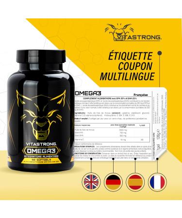 Omega 3 Fish Oil 2000mg - 700mg EPA and 500mg DHA Omega 3 per serving - Vitastrong Omega 3 with Vitamin E - Fish Oil Omega 3 High in Fatty Acids - Softgel No Return of Taste - Buy Online on GoSupps.com