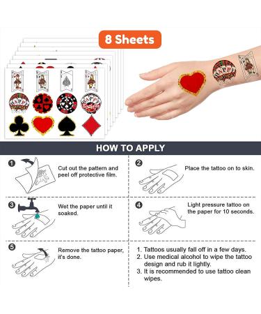 Casino Theme Temporary Tattoos - 8 Sheets 96 PCS Cute Tattoo Stickers for Kids Party Decor & Favors - Buy Online on GoSupps.com