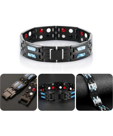 TNSRAY Men's Magnetic Bracelet - Titanium Steel with 3500 Gauss Strength | Adjustable Health Benefits - Buy Online on GoSupps.com