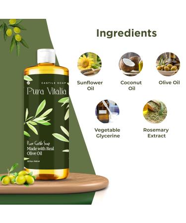 Unscented Pure Castile Soap Liquid - Eco-Friendly & Biodegradable for Face Hand Body Laundry - 32 fl oz - Buy Online on GoSupps.com